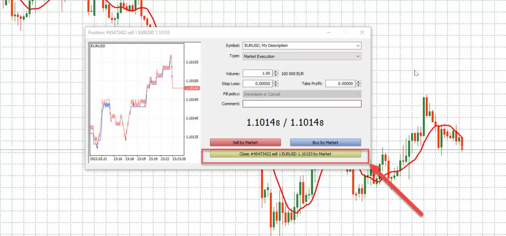 اغلاق الصفقات في ميتا تريدر 5