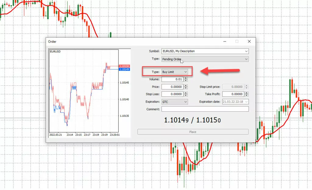 الاوامر المعلقة في ميتاتريدر 5