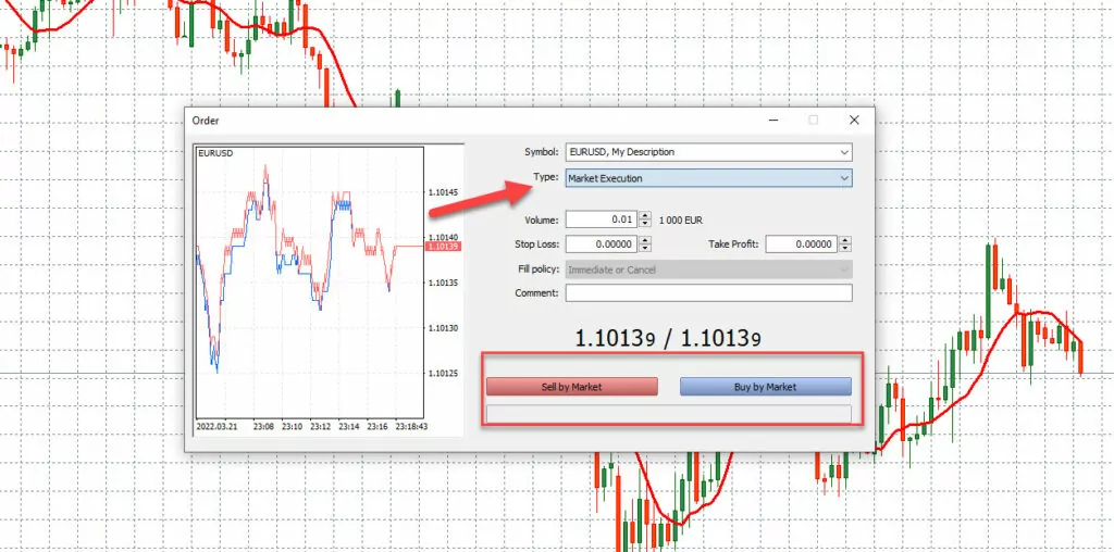 اوامر السوق على ميتاتريدر 5